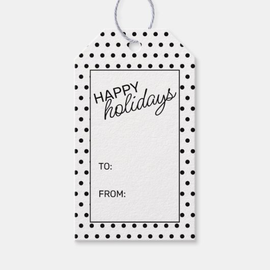 Eenvoudige zwarte chic-pokadots op wit cadeaulabel (Voorkant)