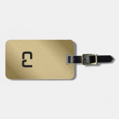 Eenvoudige zwarte Cool Faux Gold Monogram Bagagelabel (Voorkant horizontaal)