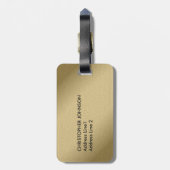 Eenvoudige zwarte Cool Faux Gold Monogram Bagagelabel (Achterkant verticaal)