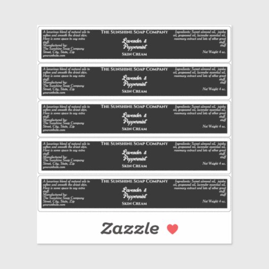 Eenvoudige zwarte Cosmetics Jar Label 0.75 "x 4.0" (Vel)