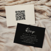 Eenvoudige zwarte crème bruiloft RSVP script QR Co