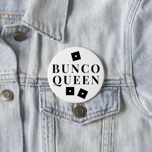 Eenvoudige Zwarte Dice Bunco Queen Ronde Button 7,6 Cm (In situ)
