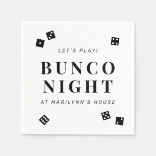 Eenvoudige zwarte dobbelstenen Bunco Night geperso Servet