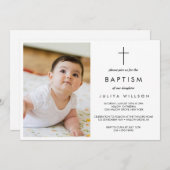 Eenvoudige zwarte doopfoto kaart (Voorkant / Achterkant)