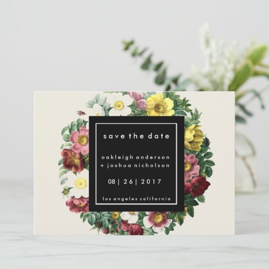 Eenvoudige zwarte doos | aanjager Bespaar de datu Save The Date (Staand voorkant)