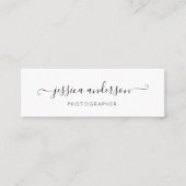 Eenvoudige zwarte elegante moderne scriptkalligraf mini visitekaartje (Voorkant)