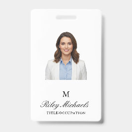 Eenvoudige Zwarte Elegante Monogram Naam Titel Badge