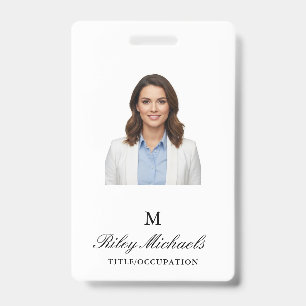 Eenvoudige Zwarte Elegante Monogram Naam Titel Badge