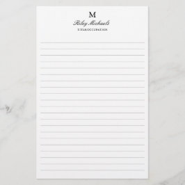 Eenvoudige Zwarte Elegante Monogram Naam Titel Gel Briefpapier