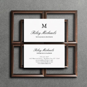 Eenvoudige Zwarte Elegante Monogram Naam Titel Visitekaartje
