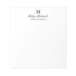 Eenvoudige Zwarte Elegante Monogramnaam Titel Notitieblok