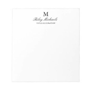 Eenvoudige Zwarte Elegante Monogramnaam Titel Notitieblok