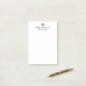 Eenvoudige Zwarte Elegante Monogramnaam Titel Post-it® Notes (Op bureau)