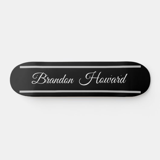 Eenvoudige zwarte elegante witte naam Aangepast Persoonlijk Skateboard (Horizontaal)