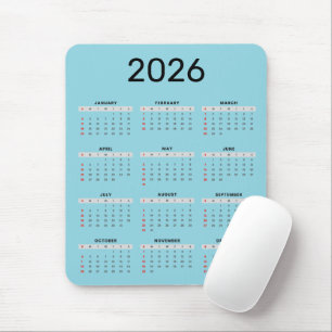 Eenvoudige zwarte en blauwe 2026 Agenda Muismat