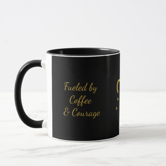 Eenvoudige Zwarte en Gouden Aries Zodiak Koffie Mok (Links)