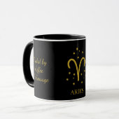 Eenvoudige Zwarte en Gouden Aries Zodiak Koffie Mok (Voorkant links)