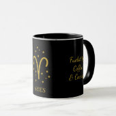 Eenvoudige Zwarte en Gouden Aries Zodiak Koffie Mok (Voorkant rechts)