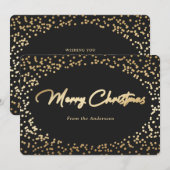 Eenvoudige zwarte en gouden kerstkaarten feestdagenkaart (Voorkant / Achterkant)