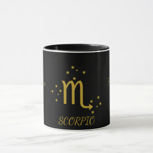 Eenvoudige zwarte en gouden Schorpioen Zodiac koff Mok