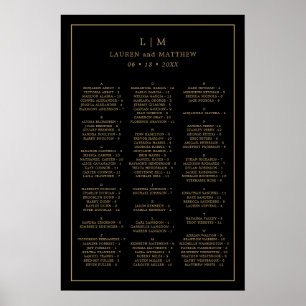 Eenvoudige Zwarte en Gouden Stoelenplattegrond voo Poster