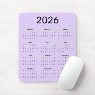 Eenvoudige zwarte en paarse 2026 Agenda Muismat