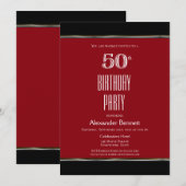 Eenvoudige zwarte en rode 50e verjaardag kaart (Voorkant / Achterkant)