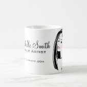 Eenvoudige Zwarte en Roze Vrouw Gezichtsbehandelin Koffiemok (Center)