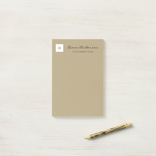 Eenvoudige zwarte en tan Post-It Notes (Op bureau)