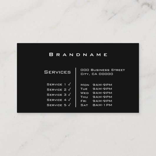 Eenvoudige zwarte en witte, aangepaste fotoProfess Visitekaartje (Achterkant)