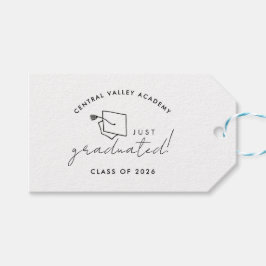 Eenvoudige Zwarte en Witte Afstudeercadeau Favor T Cadeaulabel