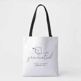 Eenvoudige Zwarte en Witte Afstudeertas Cadeau Tote Bag