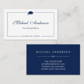 Eenvoudige zwarte en witte Afstuderen naam Kaart Contactkaartje (Voorkant / Achterkant)