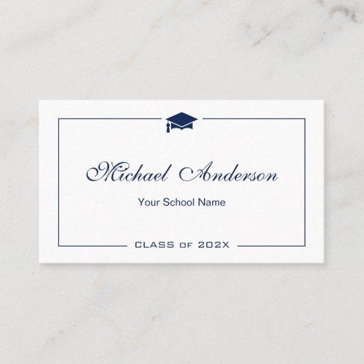 Eenvoudige zwarte en witte Afstuderen naam Kaart Contactkaartje (Voorkant)
