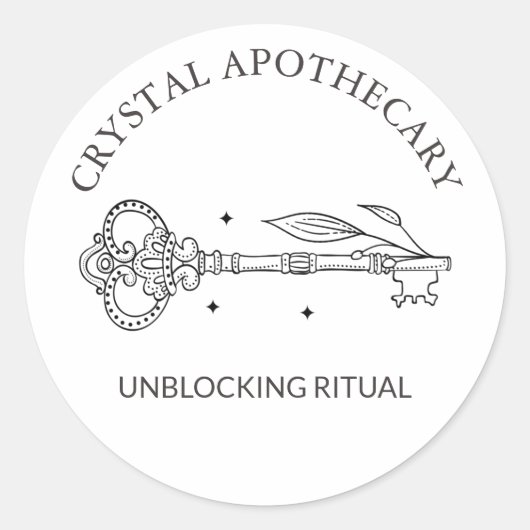 Eenvoudige zwarte en witte apocary Mystic Key Ronde Sticker (Voorkant)