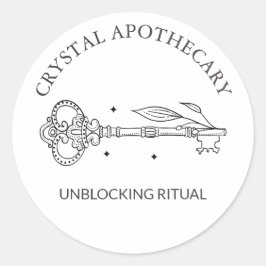 Eenvoudige zwarte en witte apocary Mystic Key Ronde Sticker