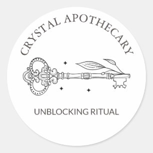 Eenvoudige zwarte en witte apocary Mystic Key Ronde Sticker