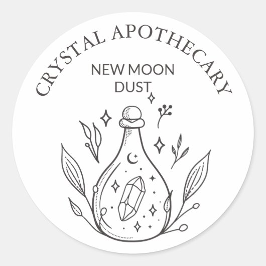 Eenvoudige zwarte en witte apotheekflacon ronde sticker (Voorkant)