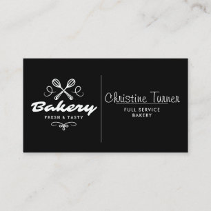 Eenvoudige zwarte en witte bakkerij visitekaartje