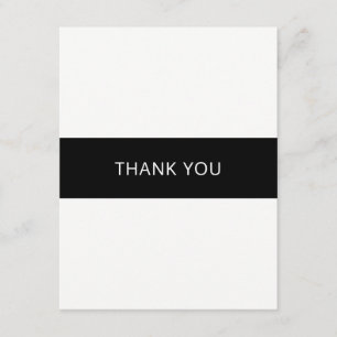 Eenvoudige zwarte en witte bedankkaart - vlak
