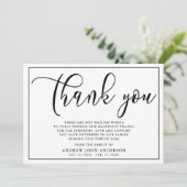 Eenvoudige zwarte en witte begrafenis Hartelijk da Bedankkaart (Staand voorkant)