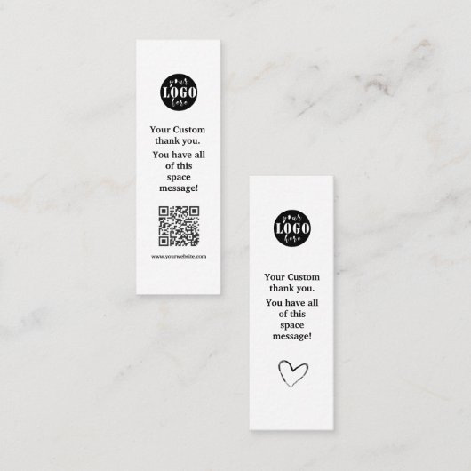 Eenvoudige zwarte en witte Bladwijzer Kaart Mini Visitekaartje (Voorkant / Achterkant)