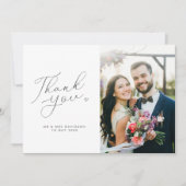 eenvoudige zwarte en witte bruiloft bedankkaart (Voorkant)