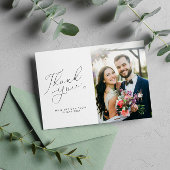 eenvoudige zwarte en witte bruiloft bedankkaart