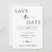 Eenvoudige zwarte en witte bruiloft bespaart de da kaart (Voorkant)