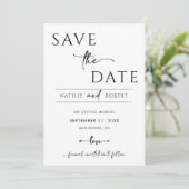 Eenvoudige zwarte en witte bruiloft bespaart de da kaart (Staand voorkant)