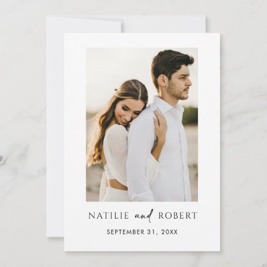 Eenvoudige zwarte en witte bruiloft bespaart de da kaart (Achterkant)