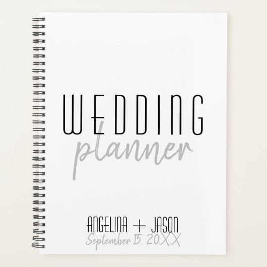 Eenvoudige Zwarte en Witte Bruiloft Planner (Voorkant)