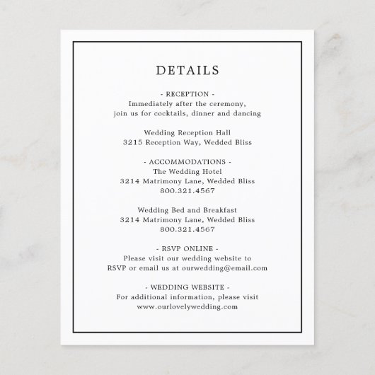 Eenvoudige zwarte en witte budget bruiloft uitnodi flyer (Achterkant)