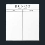 Eenvoudige zwarte en witte Bunco-tabel Tally Notitieblok<br><div class="desc">Verplaats een blad op elke lijst voor de persoon die tally van de score houdt en stroomlijnt uw Bunco spel met deze klaar te gaan en gemakkelijk te gebruiken scheur van tally sheets.</div>